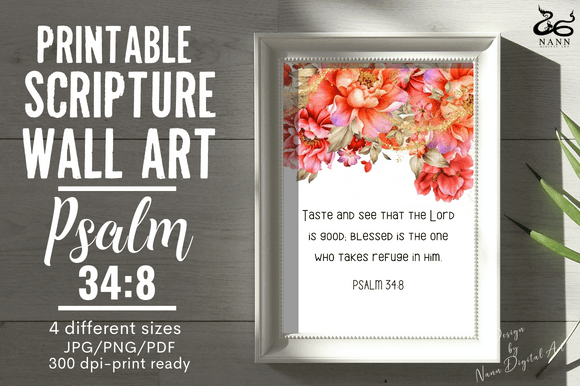 Download Scripture Wall Art/Gift Cards/Psalm 34:8 - Gift Collection