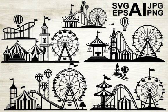 Download Amusement Park Silhouette Elements Set - Premium Bundle