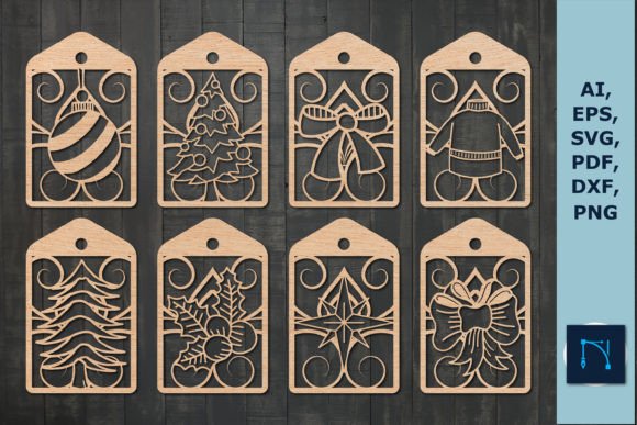 Download Laser Cut Christmas Gift Tag SVG Bundle - Gift Collection